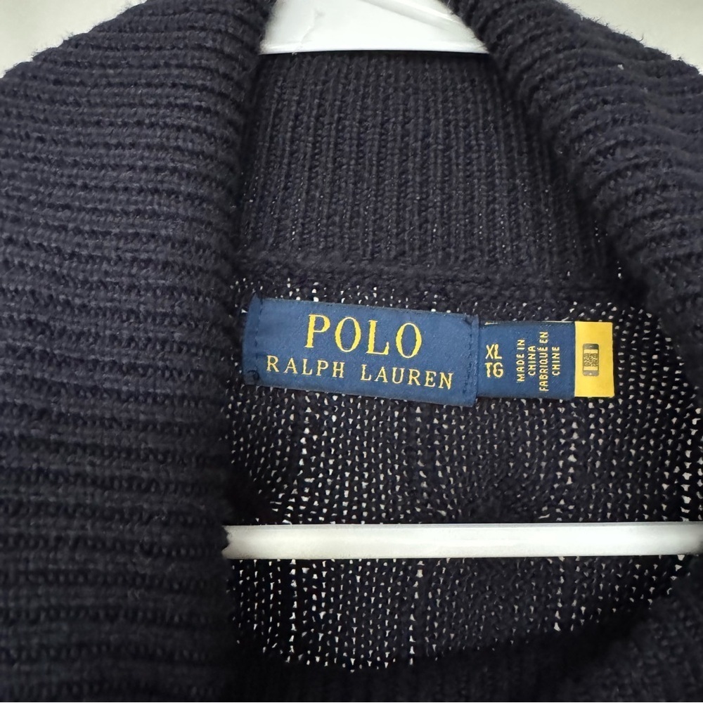 Polo Ralph Lauren Cable Knit Roll Neck Sweater XL Navy Blue [READ] - Picture 10 of 15
